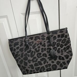 Coach Black and Gray Leopard Tote